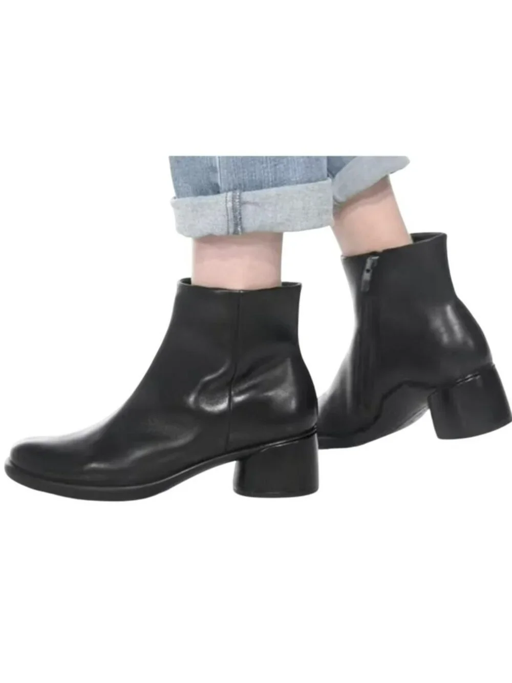 Ecco Shape Sculpted Motion 35 Leather Zip Ankle Boots Womens 9-9.5 Black NEW